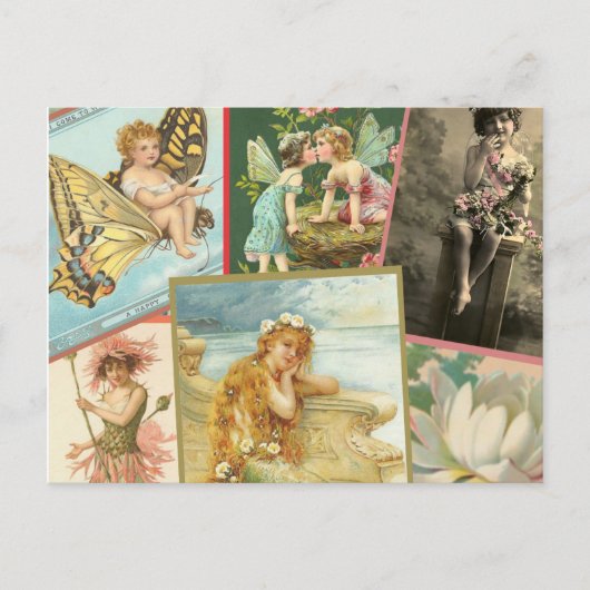 Carte Postale Fées vintages et sirènes (Devant)