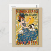 Carte Postale Feigenspan's Bock Beer Poster vintage 1890 (Devant / Derrière)