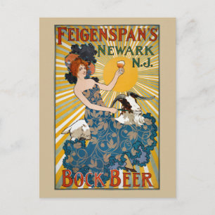 Carte Postale Feigenspan's Bock Beer Poster vintage 1890