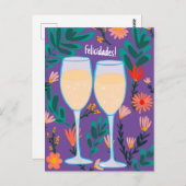 Carte Postale Felicidades Champagne au vin pétillant Salutations (Devant / Derrière)