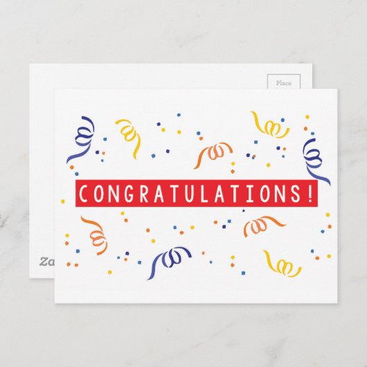 Carte Postale Félicitations (Devant / Derrière)