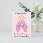 Carte Postale Félicitations à Great Grandgirl (Debout devant)