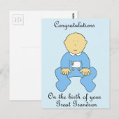 Carte Postale Félicitations à la naissance de Great Grandson (Devant / Derrière)