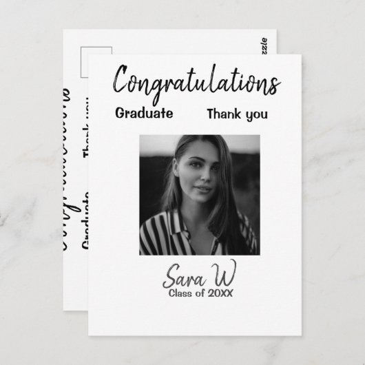 Carte Postale Félicitations à la promotion de année nom école un (Devant / Derrière)