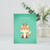 Carte Postale Félicitations à la renard et à la chouette du bois (Debout devant)