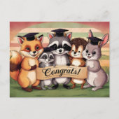 Carte Postale Félicitations à l'obtention du diplôme animaux mig (Devant)