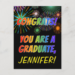 Carte Postale Félicitations à l'obtention d'un diplôme coloré + 