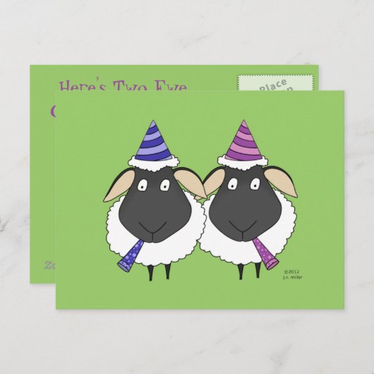 Carte Postale Félicitations à Two Ewe (Devant / Derrière)