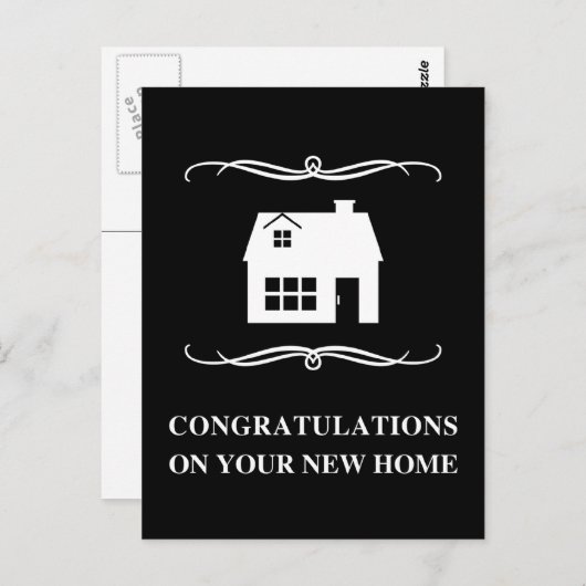 Carte Postale félicitations à votre nouvelle maison : mod home (Devant / Derrière)