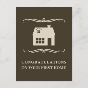 Carte Postale félicitations à votre première maison : mod home