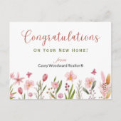 Carte Postale Félicitations Agent immobilier Fleurs roses person (Devant)