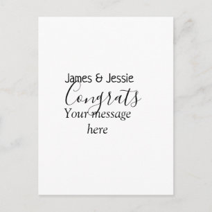 Carte Postale Félicitations ajout nom message mariage jeune coup