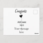 Carte Postale Félicitations ajouter un nom message diplômé modèl (Dos)