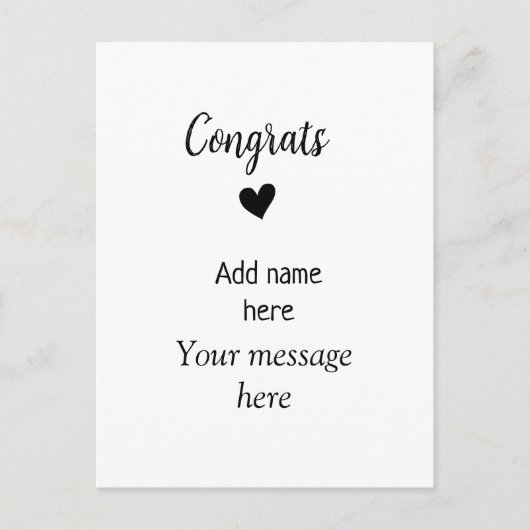 Carte Postale Félicitations ajoutez nom message diplômé modèle p (Devant)