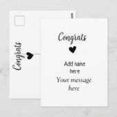 Carte Postale Félicitations ajoutez un message de nom de diplômé (Devant / Derrière)