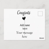 Carte Postale Félicitations ajoutez un message de nom de diplômé (Dos)