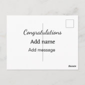 Carte Postale Félicitations ajoutez un message de nom simple dip (Dos)