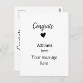 Carte Postale Félicitations ajoutez un nom message diplômé modèl (Devant / Derrière)