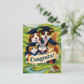 Carte Postale Félicitations aux animaux mignons pour l'obtention (Debout devant)