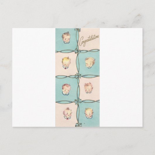 Carte Postale Félicitations Bébé Vintage (Devant)