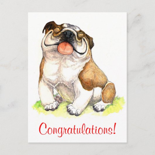 Carte Postale Félicitations Bulldog Chien chiot (Devant)