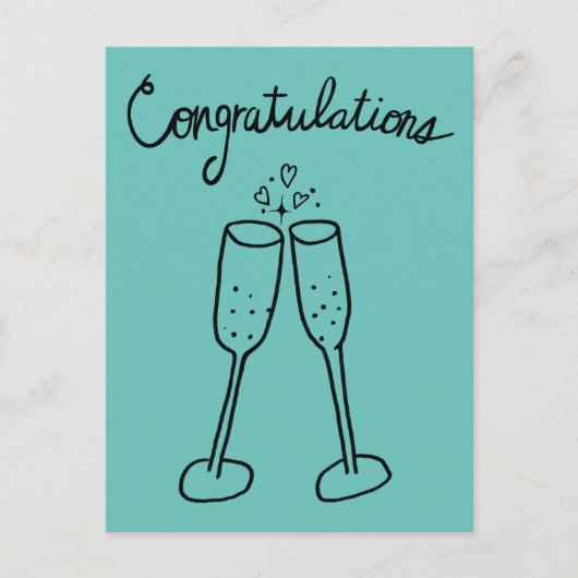 Carte Postale Félicitations Champagne Cheers Sketch Doodle (Devant)