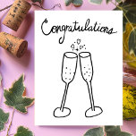 Carte Postale Félicitations Champagne Cheers Sketch Doodle<br><div class="desc">Dessin doux de deux verres à bulles pour féliciter quelqu'un pour leur mariage ou fiançailles! Cliquez sur "Personnaliser" ci-dessus pour modifier le texte intérieur en fonction de vos besoins. Cliquez ensuite sur "modifier à l'aide de l'outil de conception" pour ajuster les polices, les couleurs et les placements. Vous pouvez modifier...</div>