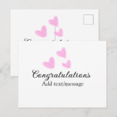 Carte Postale Félicitations cœur rose diplôme aquarelle a (Devant / Derrière)