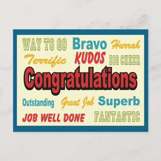 Carte Postale Félicitations Couleurs Rétro (Devant)