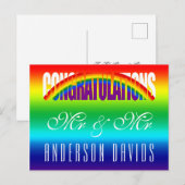 Carte Postale Félicitations Couple Gay Drapeau Arc-en-ciel Lumin (Devant / Derrière)