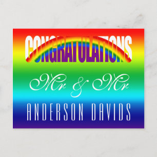 Carte Postale Félicitations Couple Gay Drapeau Arc-en-ciel Lumin
