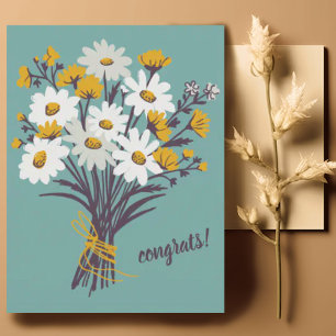 Carte Postale FÉLICITATIONS Daisy Bouquet Floral Cute Custom