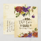 Carte Postale Félicitations de mariage biblique Deux deviendront (Devant / Derrière)