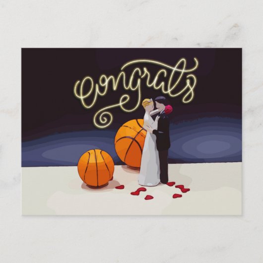 Carte Postale Félicitations de mariage de basketball  (Devant)