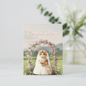 Carte Postale Félicitations de mariage floral de chat mignon (Debout devant)