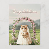 Carte Postale Félicitations de mariage floral de chat mignon (Devant)