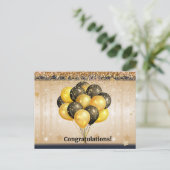 Carte Postale Félicitations ! Design élégant noir et or. (Debout devant)