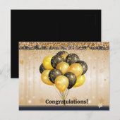 Carte Postale Félicitations ! Design élégant noir et or. (Devant / Derrière)