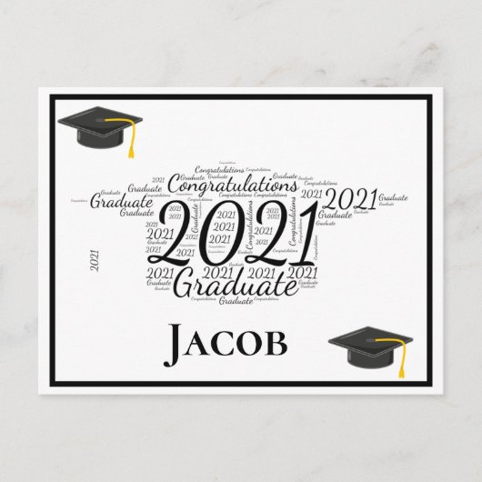 Carte Postale Félicitations Diplômé 2021 Word Art (Devant)