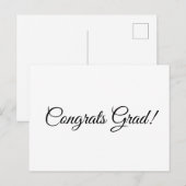 Carte Postale Félicitations diplômé écriture noire calligraphie (Devant / Derrière)