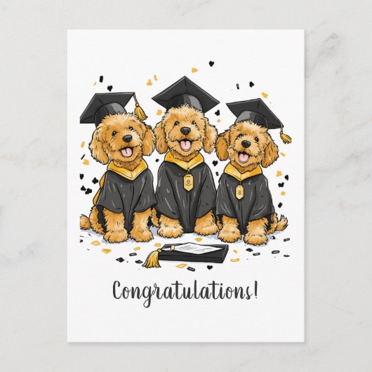 Carte Postale Félicitations diplômé Goldendoodle chiens (Devant)