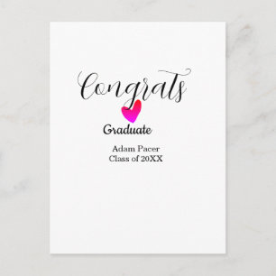 Carte Postale Félicitations diplômé nom promotion 20XX année cœu