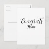 Carte Postale Félicitations diplômé nom simple minimal année pro (Devant / Derrière)