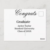 Carte Postale Félicitations diplôme nom université nom promotion (Dos)