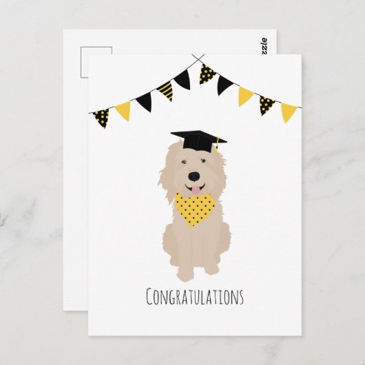 Carte Postale Félicitations Doodle Dog Mortier de promotion (Devant / Derrière)