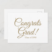 Carte Postale Félicitations écriture d'or blanc gris année de cl (Devant / Derrière)