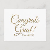 Carte Postale Félicitations écriture d'or blanc gris année de cl (Devant)