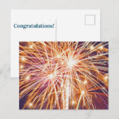 Carte postale "Félicitations !" Feu d'artifice (Devant / Derrière)