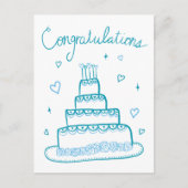 Carte Postale Félicitations Fiançailles Mariage Sketch Doodle (Devant)