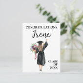 Carte Postale Félicitations Fille Diplômée Aquarelle Fleurs (Debout devant)